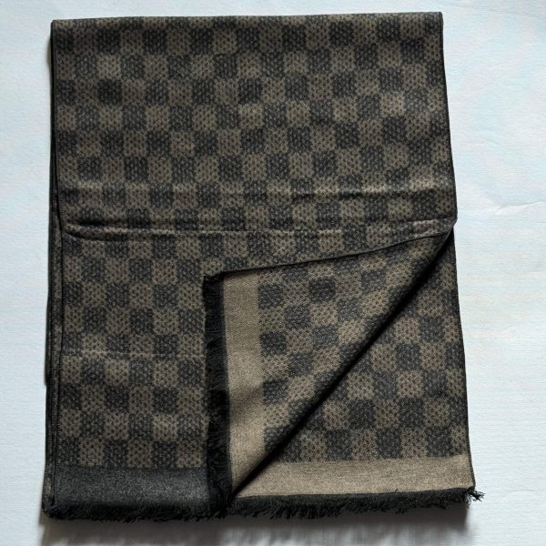 شال طرح دار -252152 قهوه ای تیره