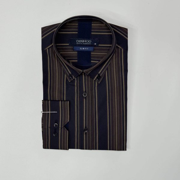 پیراهن طرح دار سرمه ای تیره