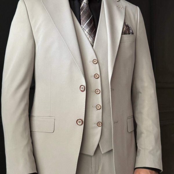 کت شلوار و ژیله دو رو - 510410 طوسی